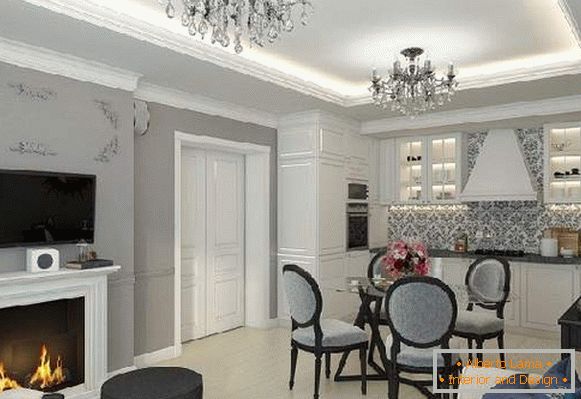 Dizajn enterijera kuhinje u dnevnoj sobi je 20 m² M, foto 31
