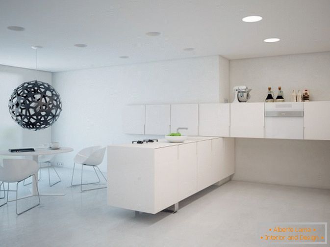 Kuhinja studio apartman u bijeloj boji