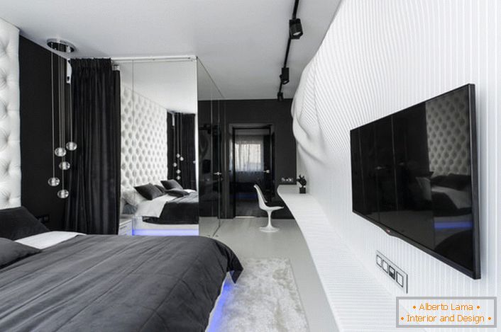 Soba je u visokotehnološkom stilu sa elementima vizuelnih iluzija.