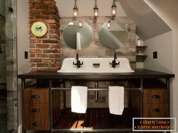 Lampe Edison u unutrašnjosti - fotografije kupatila