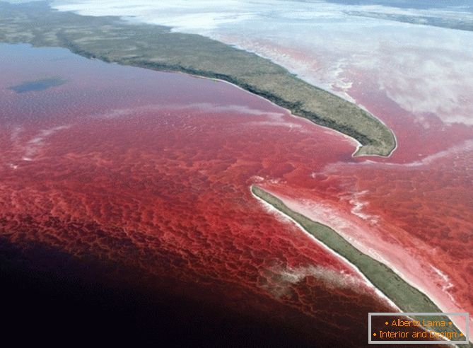 Svetla crvena voda u jezeru