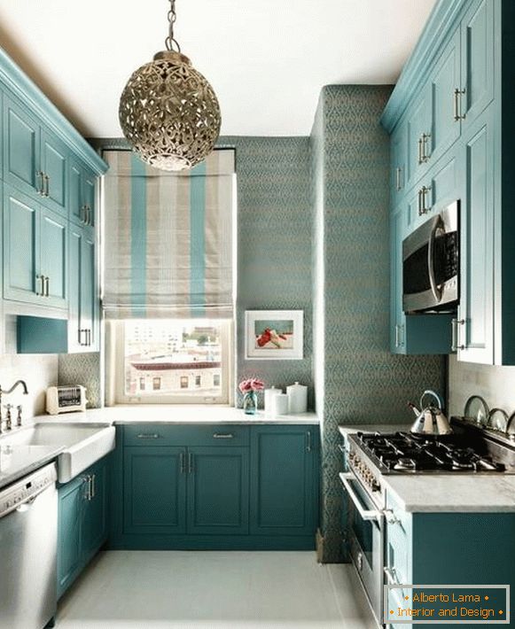 Dizajn kuhinje plave boje