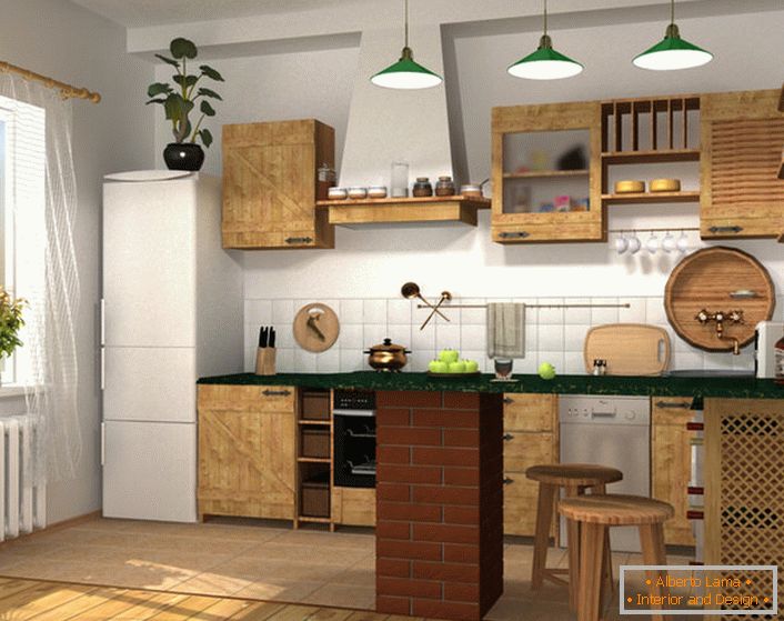Dizajn projekat za malu kuhinju u gradskom stanu ili privatnoj kući. 