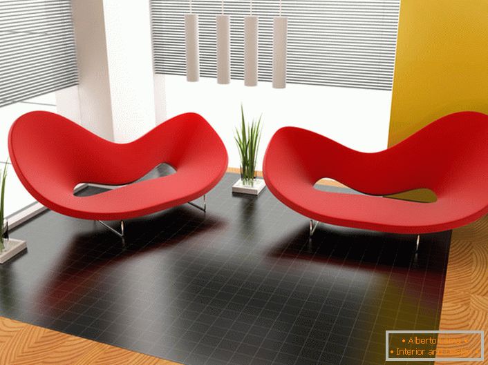 Zanimljive svetle fotelje bizarnog oblika za dizajn u stilu avantgarde. 