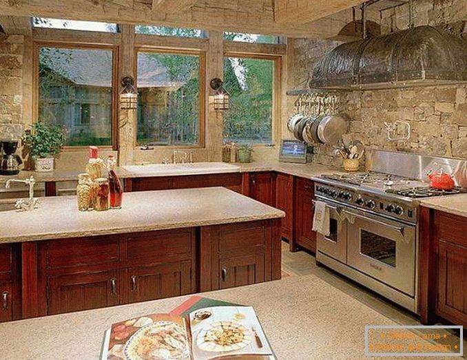 zidna dekoracija u kuhinji sa kamenom fotografijom, foto 10