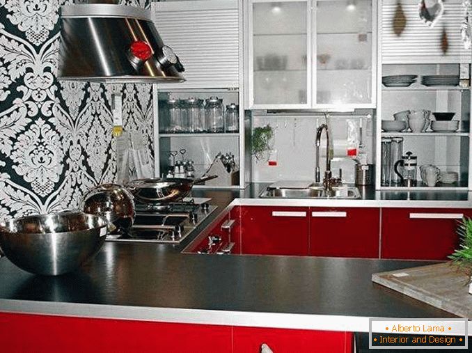 zidna dekoracija u kuhinji, opcije za dekorativni materijal, foto 18