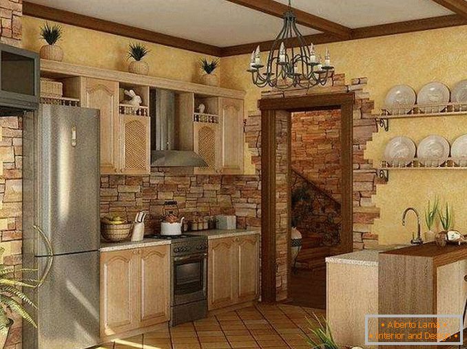 dekoracija zidova dekorativnim kamenom u kuhinji, foto 9