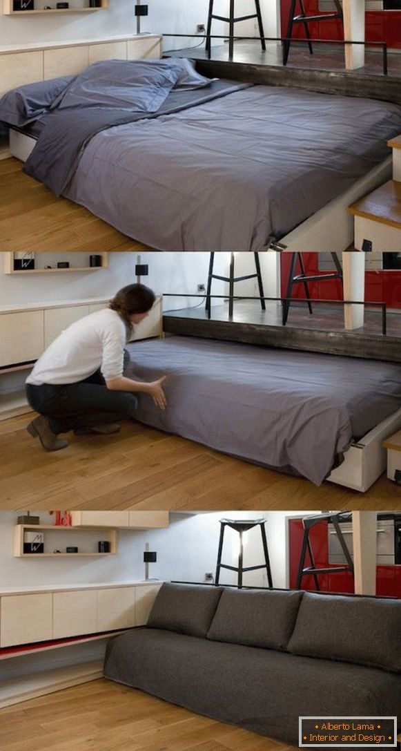 Skriveni krevet s uvlačnim mehanizmom