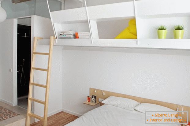 Projekat mini apartmana: spavaća soba u bijeloj boji