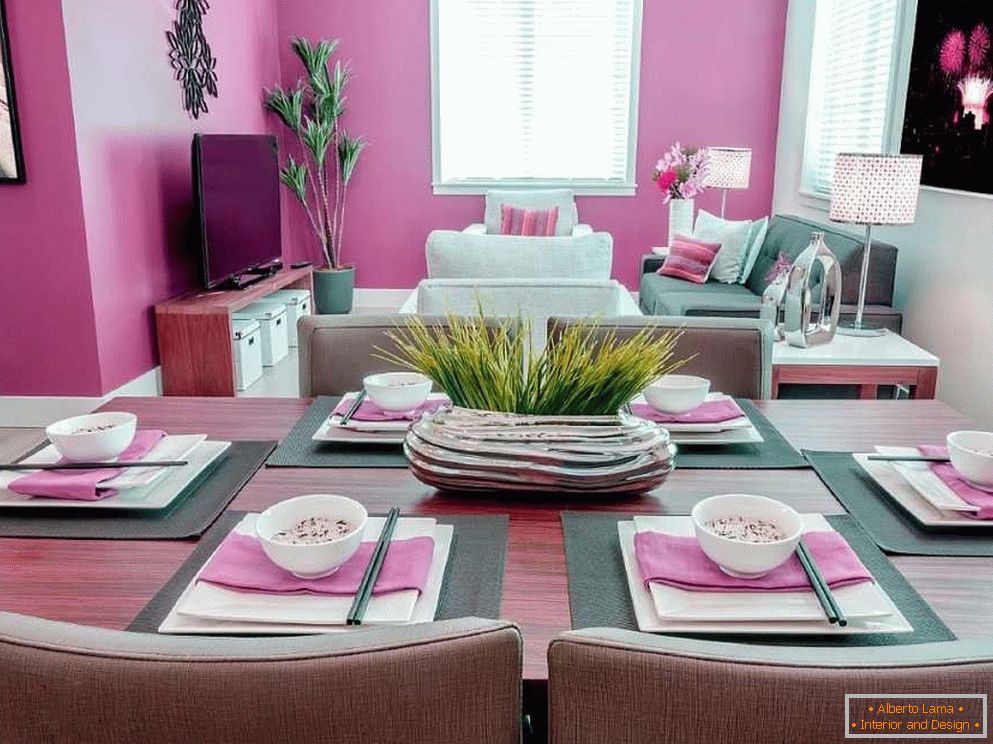 Sivo-roze dnevna soba