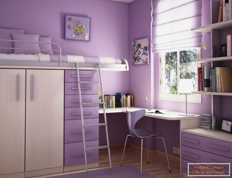 dizajnerska ideja-za-tinejdžerske-devojčice-sa-lila-zid-krem-krevet-sa-lila-fioke-i-beli-prozor-okvir-divne-spavaće-dizajn-ideje- tinejdžeri