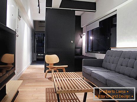 Dizajn malog stana u crno-beloj boji