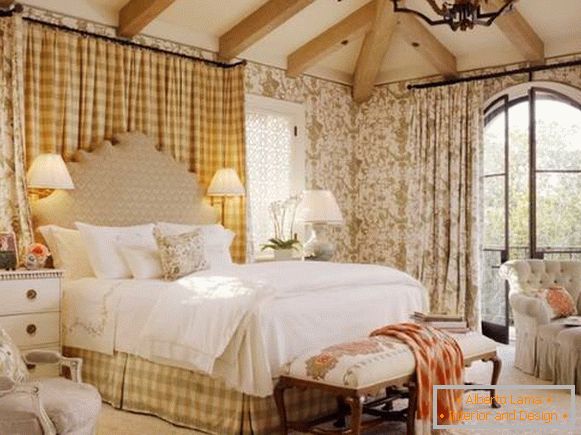 Pozadina u stilu Provence za spavaću sobu - fotografija u dizajnu enterijera