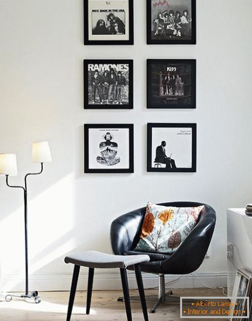 Crno-beli kontrast u dizajnu dnevne sobe