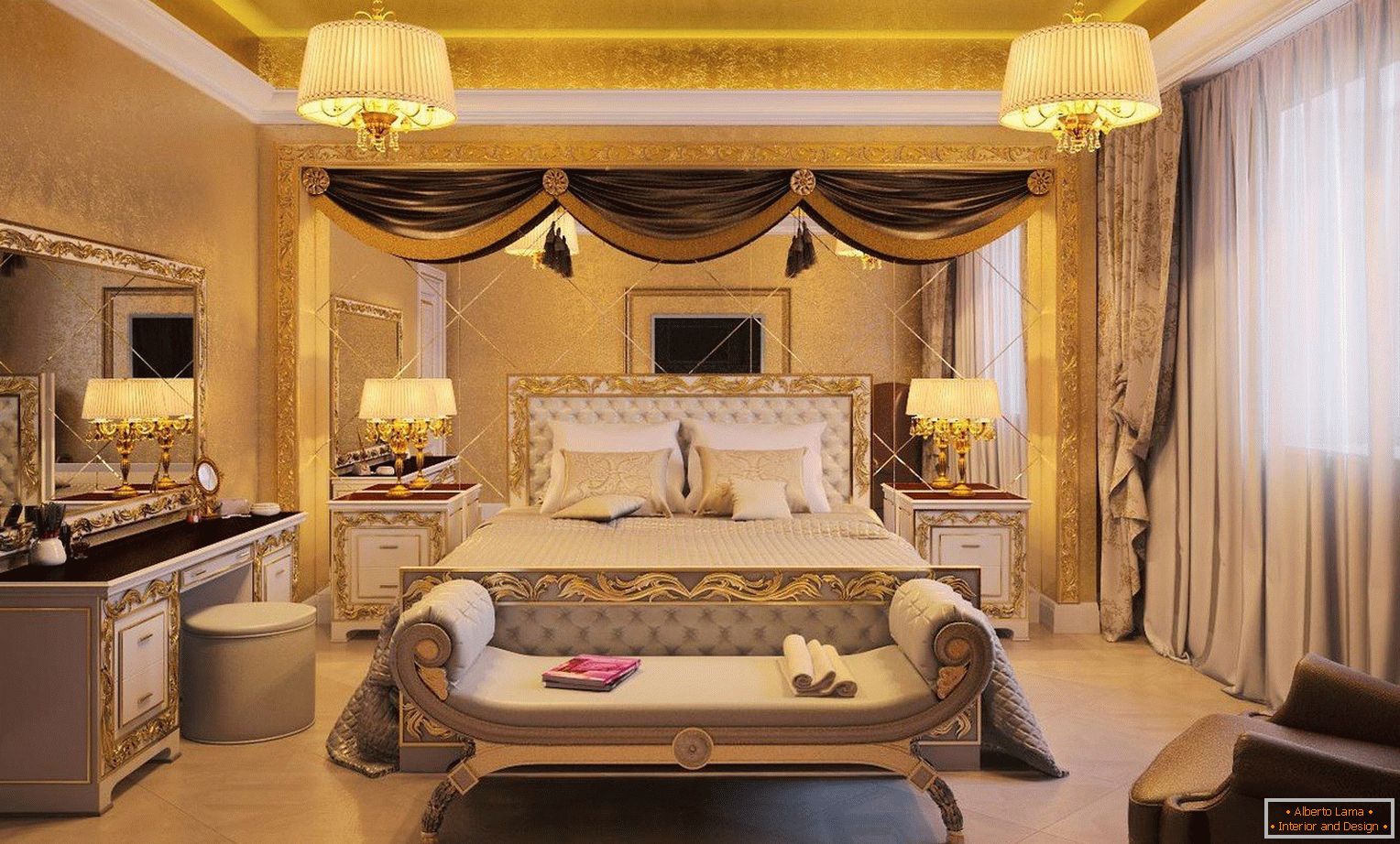 Spavaća soba sa elegantnim namještajem