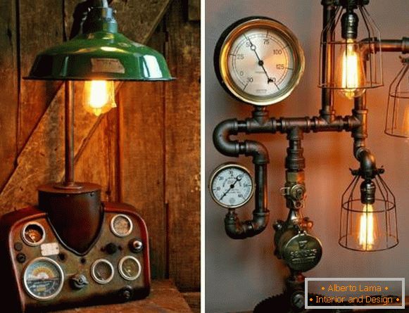 Steampunk lampe sa cevi sa vlastitim rukama - foto zanati
