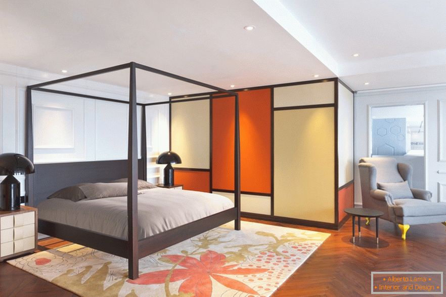 Narančasta Spavaća soba stilskog stana u Pekingu