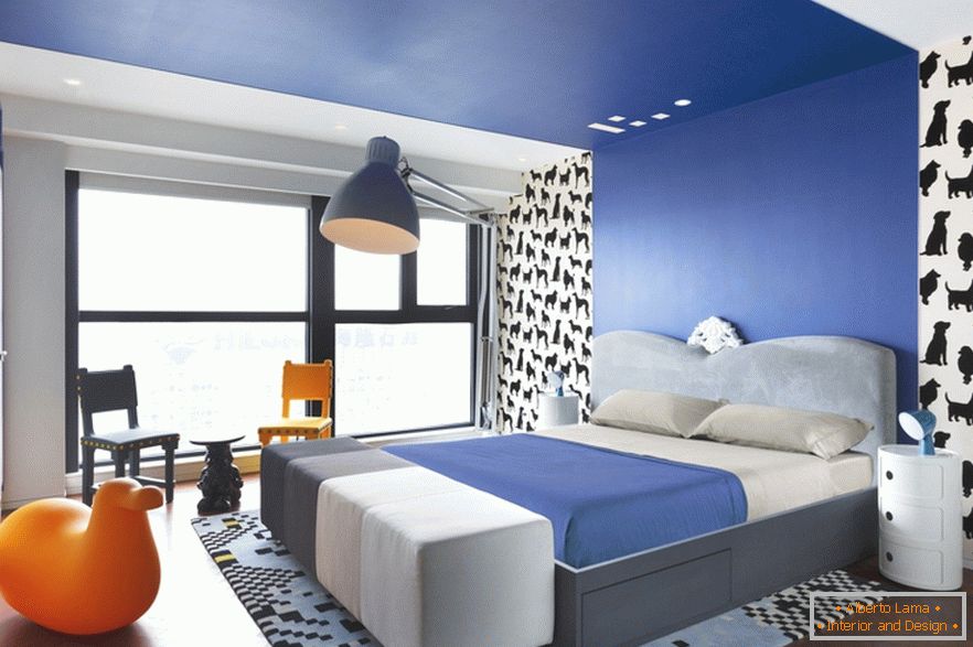 Plava spavaća soba s stilskim studio apartmanom u Pekingu