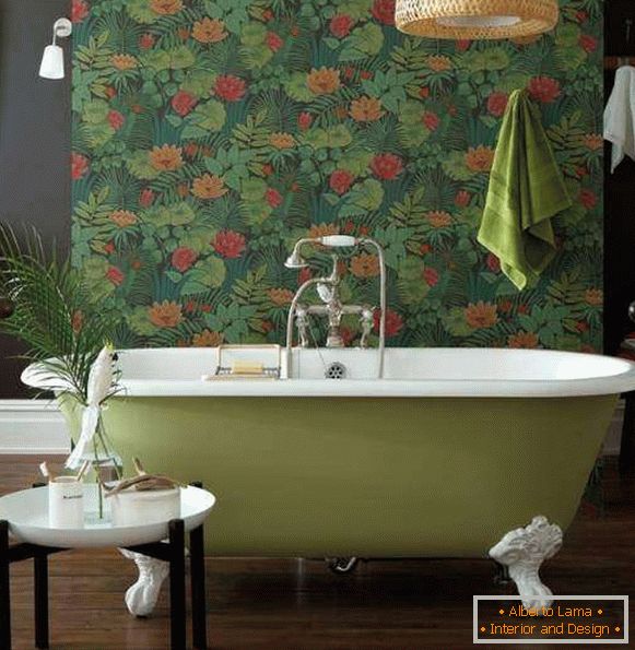 Tamna pozadina za zidove u unutrašnjosti kupatila - fotografije u zelenim tonovima