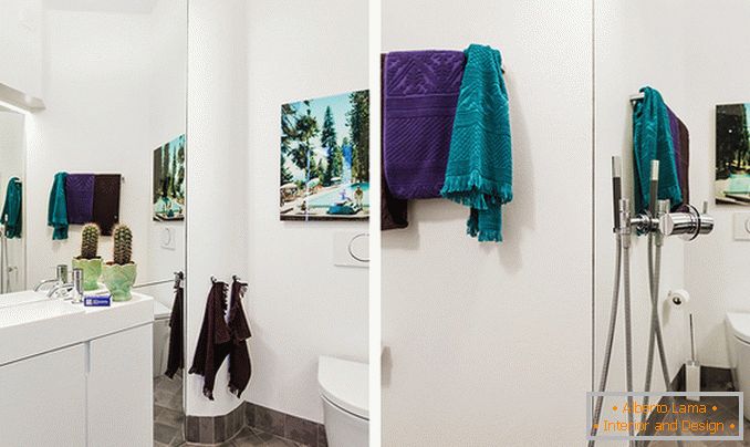 Kupaonica u bijeloj boji malenog studijskog stana u Švedskoj