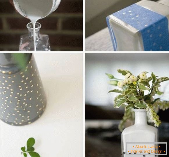 Kako ukrasiti vazu iz staklene bočice svojim rukama - foto