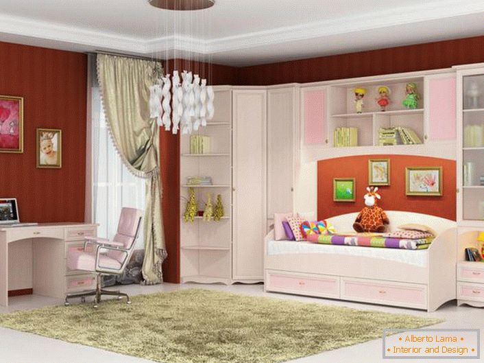 Moderna soba za mladu modni kuću. Modularni nameštaj za djecu napravljen je u ružičastoj i bijeloj boji - što vam treba za djevojku.