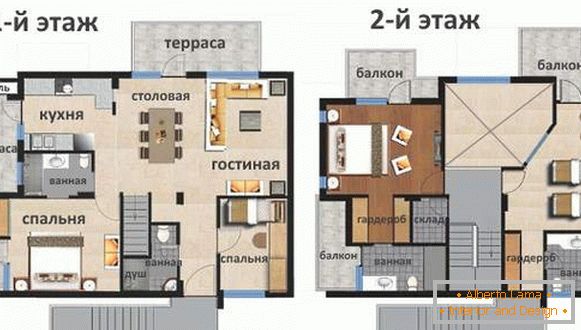 Nadgradnja drugog sprata u privatnoj kući - plan rasporeda s balkonima