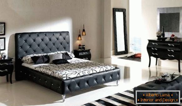 Dizajn spavaće sobe sa crnim nameštajem