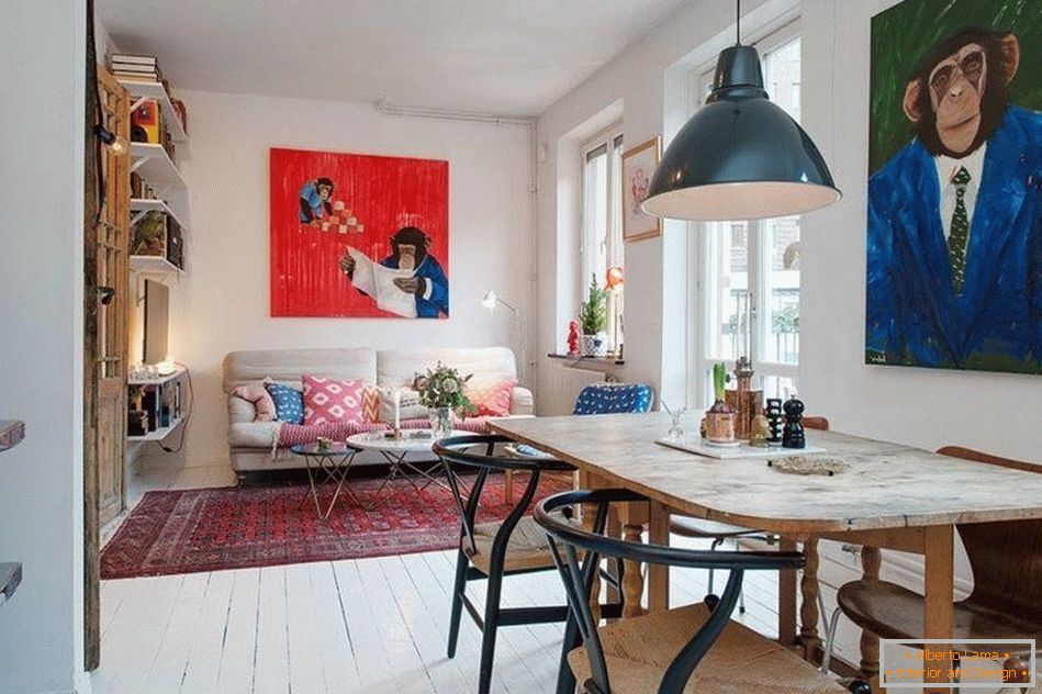 Kuhinja i dnevna soba u skandinavskom stilu