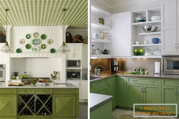Bela zelena kuhinja - dizajn fotografija u unutrašnjosti