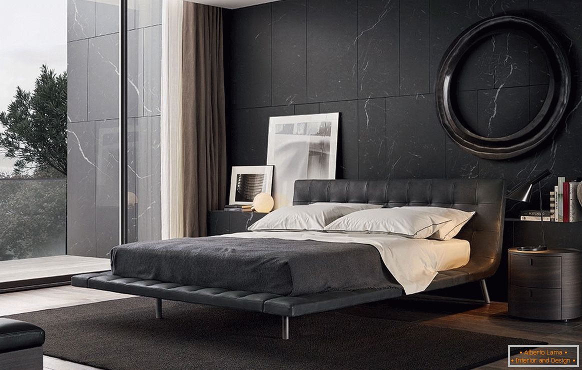 Moderna spavaća soba u crnim tonovima