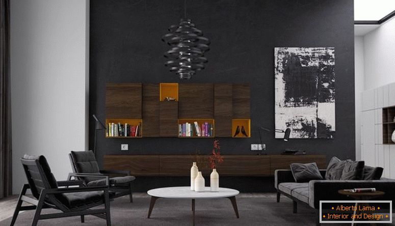 Crno-bela dnevna soba - 55 fotografija neobičnih dnevnih