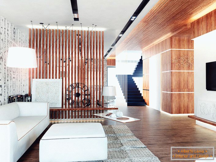 U dizajnu soba u eko-stilu se često koriste pregrade od prirodnih materijala.