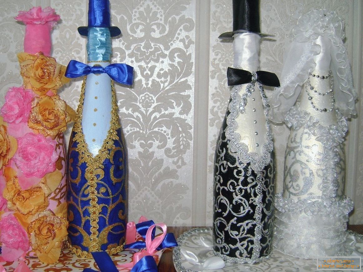 Bottles in Shibori tehnika