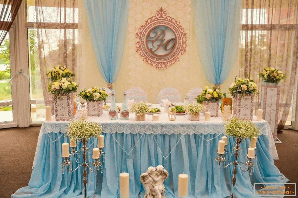 Anđeli i sveće na svadbarskom stolu