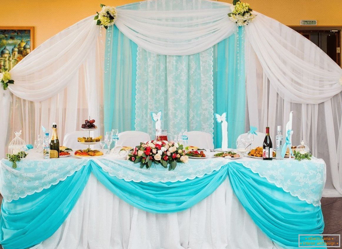 Tirkizna boja u dekoraciji venčanog sala