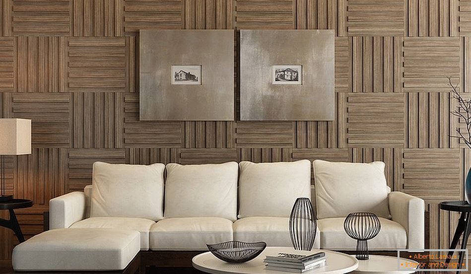 Wood Panels на стене в интерьере