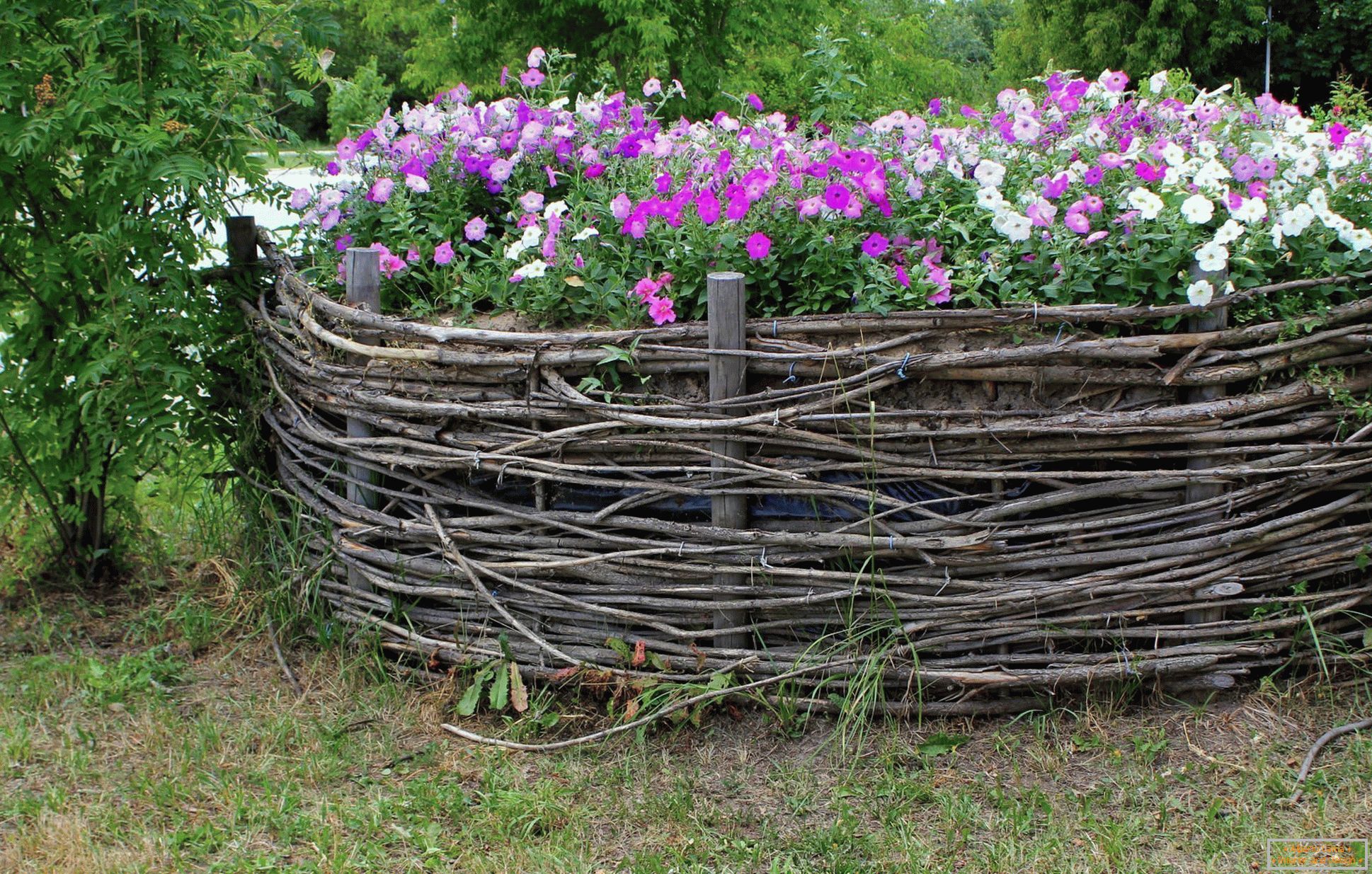 Pletena ograda za cvetni krevet