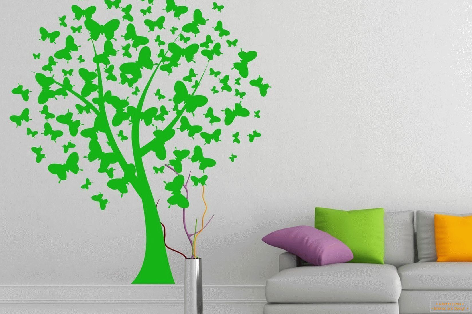 Zeleno drvo na belom zidu