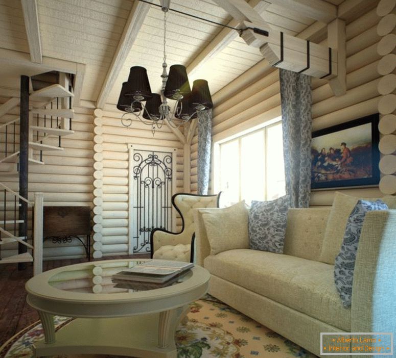 Dizajn enterijera u drvnoj kući dom brus
