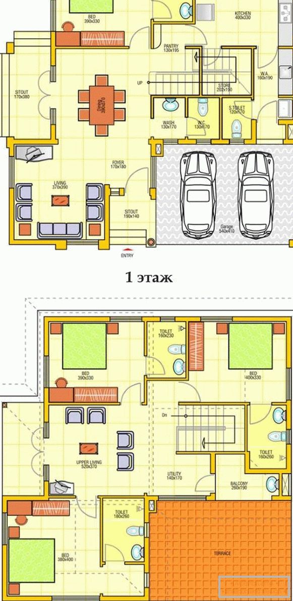 Plan dvospratne privatne kuće sa garažom