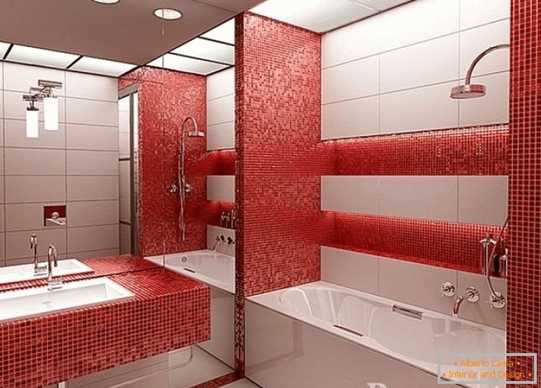 Crveni mozaik u kupatilu