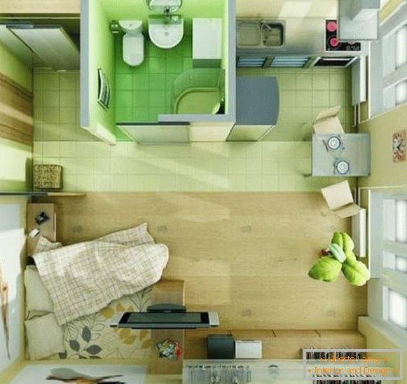 dizajn jednosobnog apartmana, fotografija 28