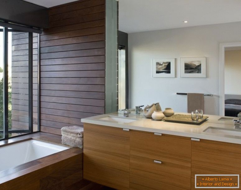 decoration-ideas-interior-adorable-ideas-in-decorating-kupatilo-enterijer-dizajn-with-cherry-wood-bath-vanity-and-under-mount-sink-with-chrome-faucet-also-rectangular-soaking-bathtub-in-parquet-floori