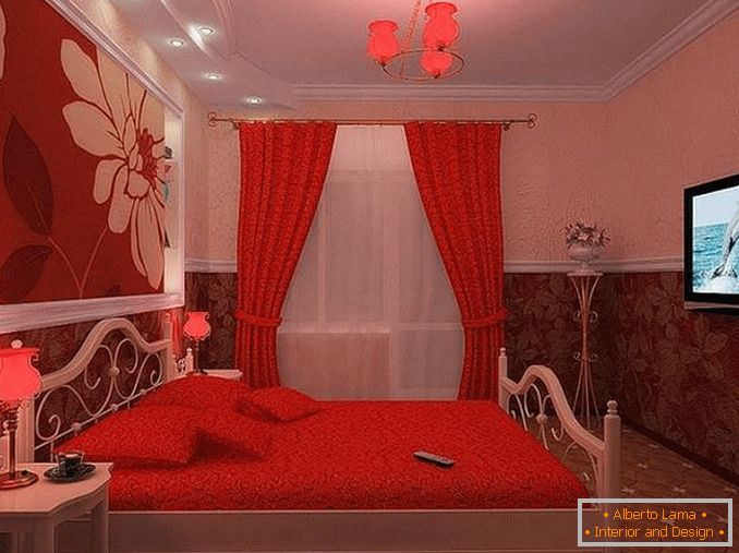 crveni beli dizajn spavaće sobe, foto 15