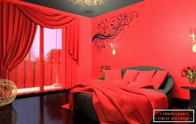 crno-crveni dizajn spavaće sobe, foto 19