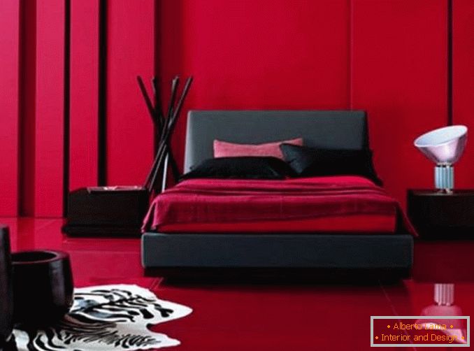 dizajn crne i crvene spavaće sobe, fotografija 21
