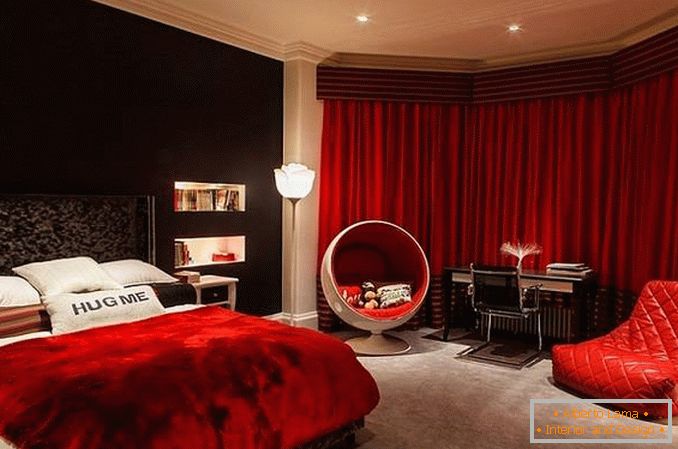 crveni dizajn spavaće sobe, foto 22