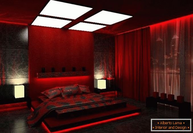 dizajn crvene spavaće sobe, foto 27