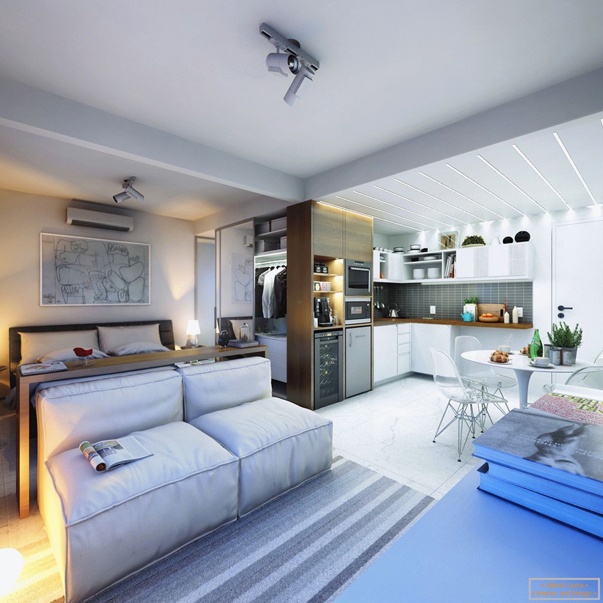 Dizajn malog apartmana u svetlim bojama
